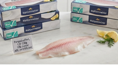 Pangasiusfilet, 120-225gr., nur 10% Glasur!, ASC zertifiziert, 1 Palette (56x10kg auf Palette)