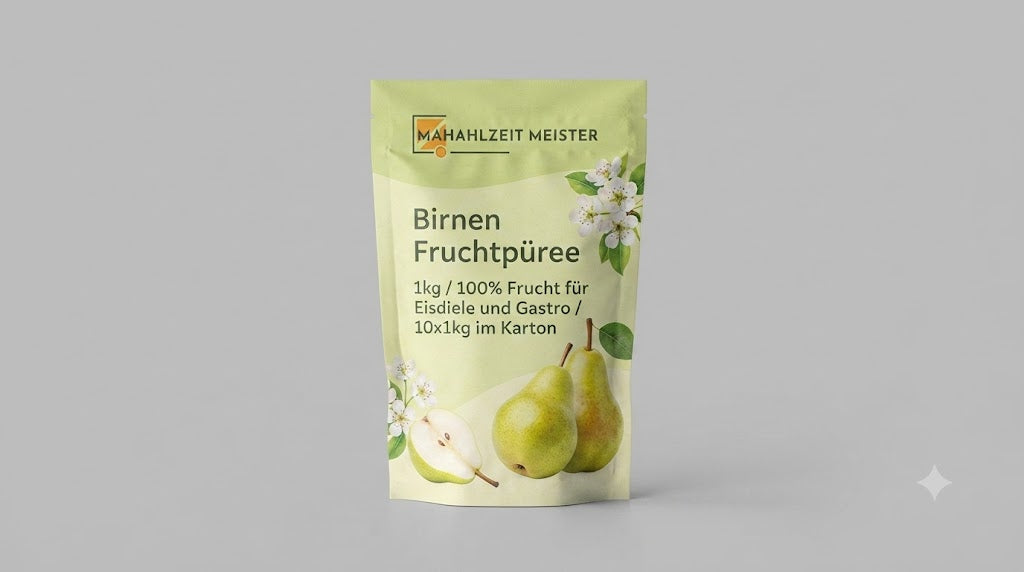 Birnen Fruchtpüree 1kg / 100% Frucht für Eisdiele und Gastro / 10x1kg im Karton