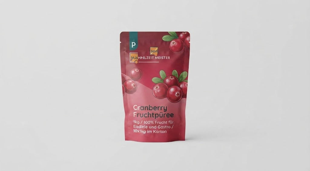 Cranberry Fruchtpüree 1kg / 100% Frucht für Eisdiele und Gastro / 10x1kg im Karton