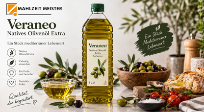 Veraneo Natives Olivenöl Extra | 15x1 Liter PET Palettenware (810 L)