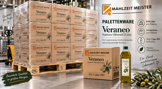 Veraneo Natives Olivenöl Extra | 15x1 Liter PET Palettenware (810 L)