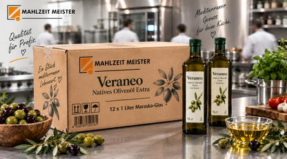Veraneo Natives Olivenöl Extra | 12x1 Liter Maraska-Glas Palettenware (648 L)