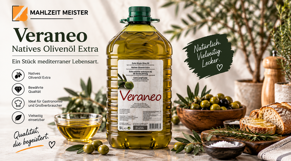 Veraneo Natives Olivenöl Extra | 3x5 Liter Kanister im Karton Palettenware (825 Liter)