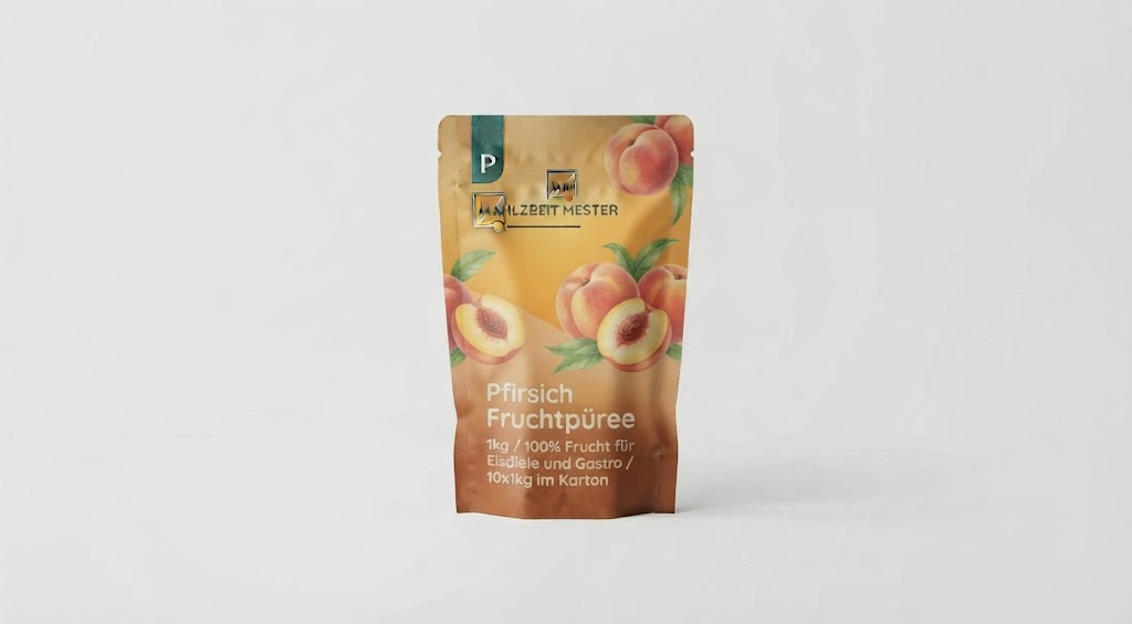 Pfirsich Fruchtpüree 1kg / 100% Frucht für Eisdiele und Gastro / 10x1kg im Karton