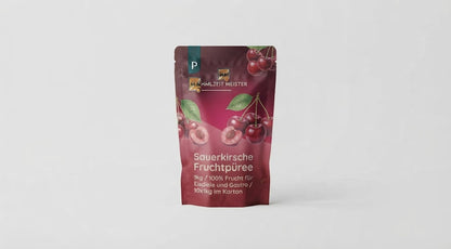 Sauerkirsche Fruchtpüree 1kg / 100% Frucht für Eisdiele und Gastro / 10x1kg im Karton