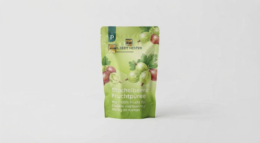 Stachelbeer Fruchtpüree 1kg / 100% Frucht für Eisdiele und Gastro / 10x1kg im Karton