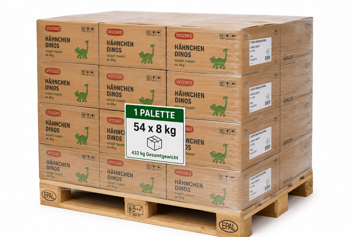 Vossko Hähnchen Dinos gegart, paniert ca. 40g, (27x8kg/216kg)
