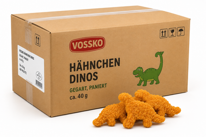 Vossko Hähnchen Dinos gegart, paniert ca. 40g, (27x8kg/216kg)